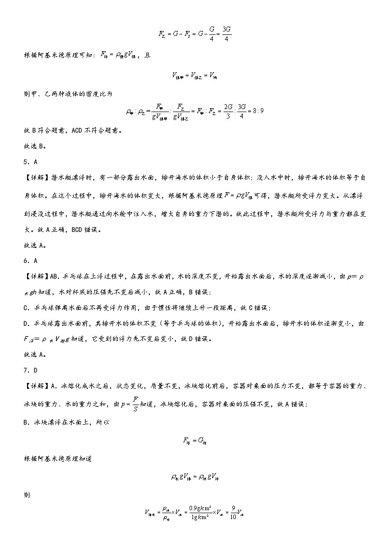 人教版八年级下册物理精讲与精练突破第十章《浮力》单元基础巩固与培优必刷达标卷全解全析(附答案)第2页