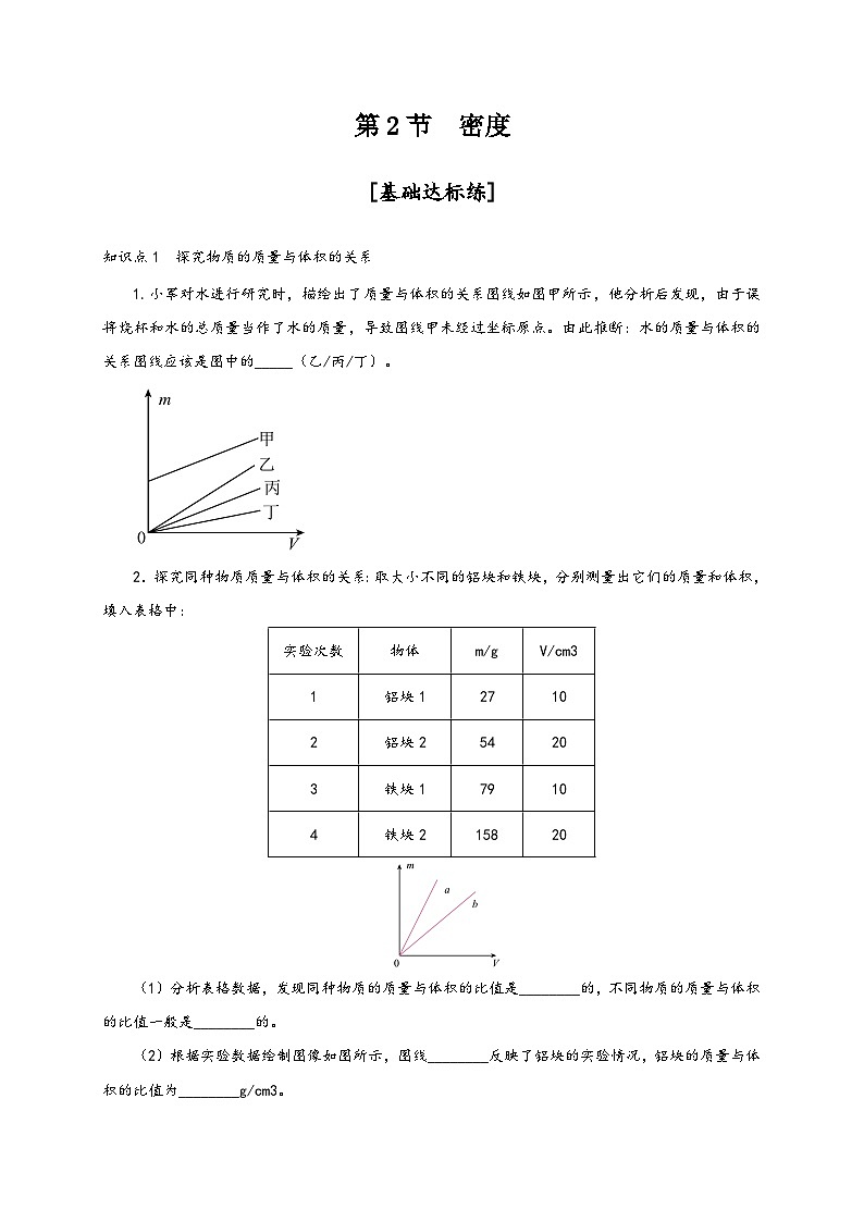 人教版八年級物理上冊通關(guān)講義第2節(jié)密度(分層作業(yè))(原卷版+解析)第1頁
