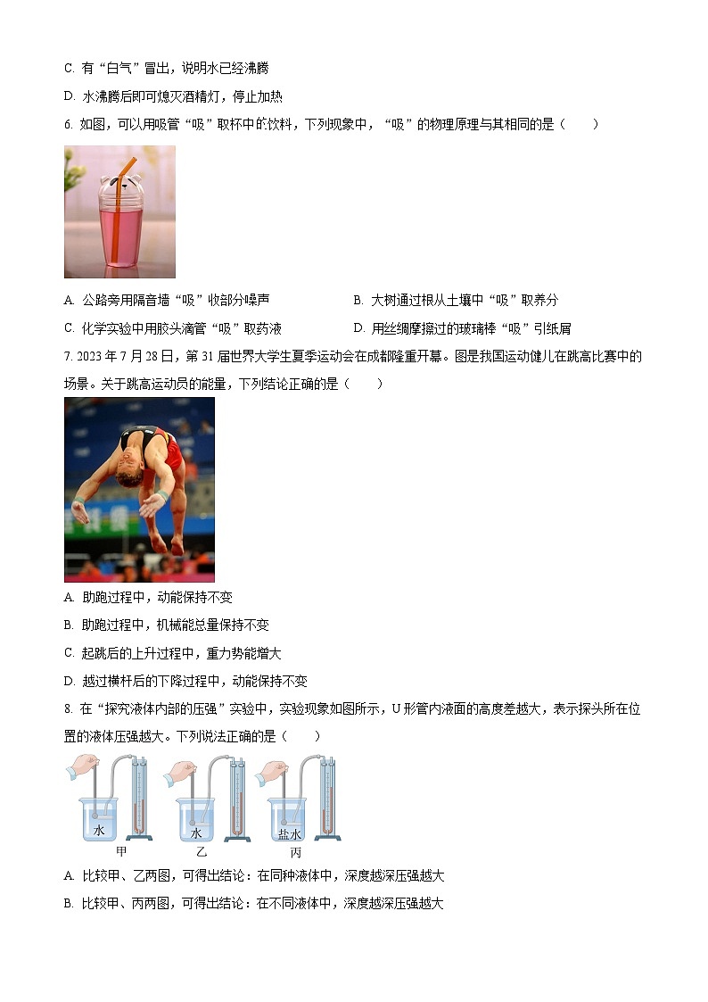 精品解析:2024年四川省成都市中考物理试题(原卷版)02