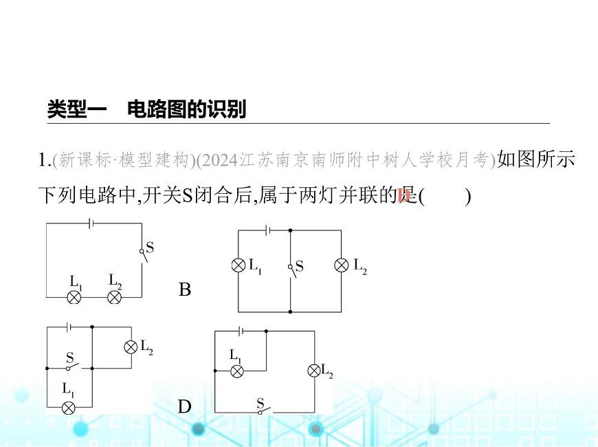 蘇科版初中九年級物理專項素養(yǎng)綜合練(五)串并聯(lián)電路的識別課件第2頁