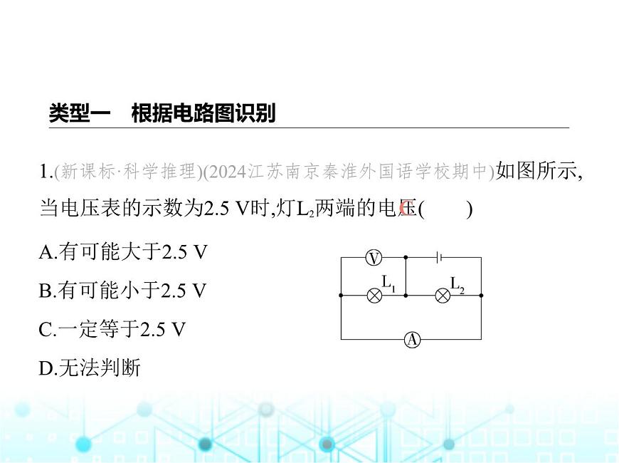 蘇科版初中九年級物理專項素養(yǎng)綜合練(七)帶電表的串并聯(lián)電路的識別課件第2頁
