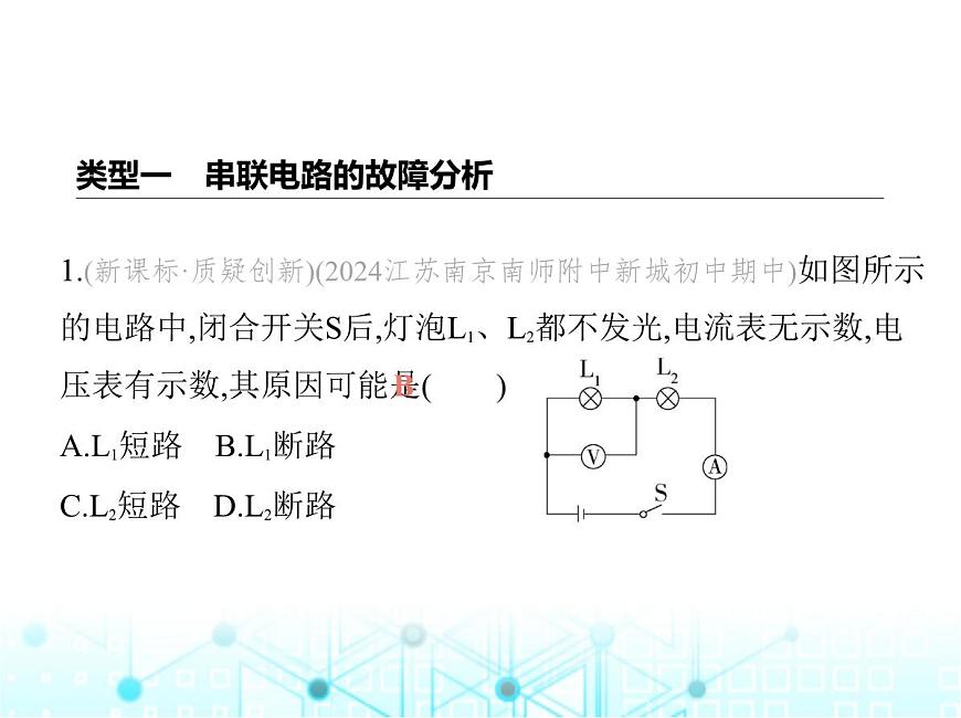 蘇科版初中九年級物理專項素養(yǎng)綜合練(九)電路故障分析(一)課件第2頁