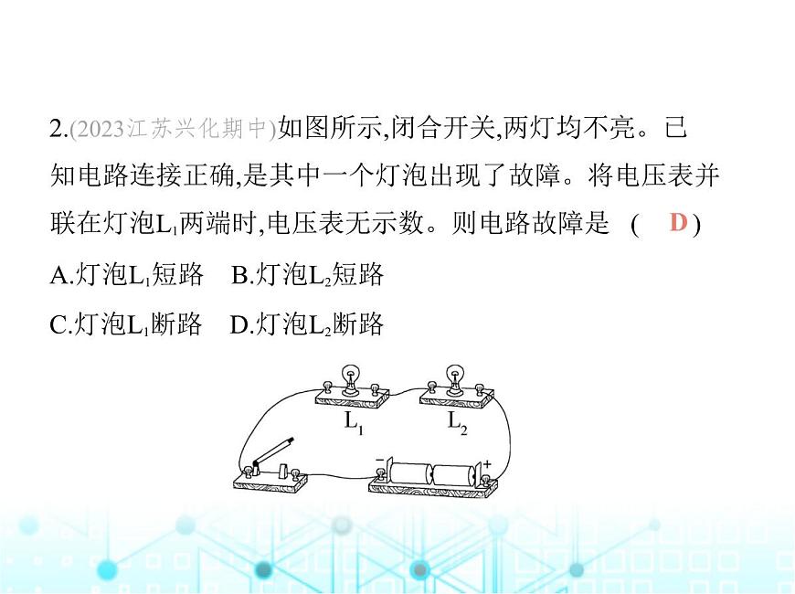蘇科版初中九年級物理專項素養(yǎng)綜合練(九)電路故障分析(一)課件第5頁