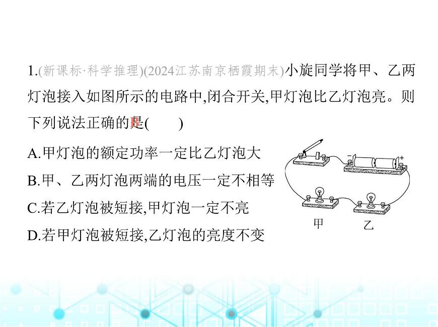 蘇科版初中九年級物理專項素養(yǎng)綜合練(十六)燈泡的亮度問題課件第2頁