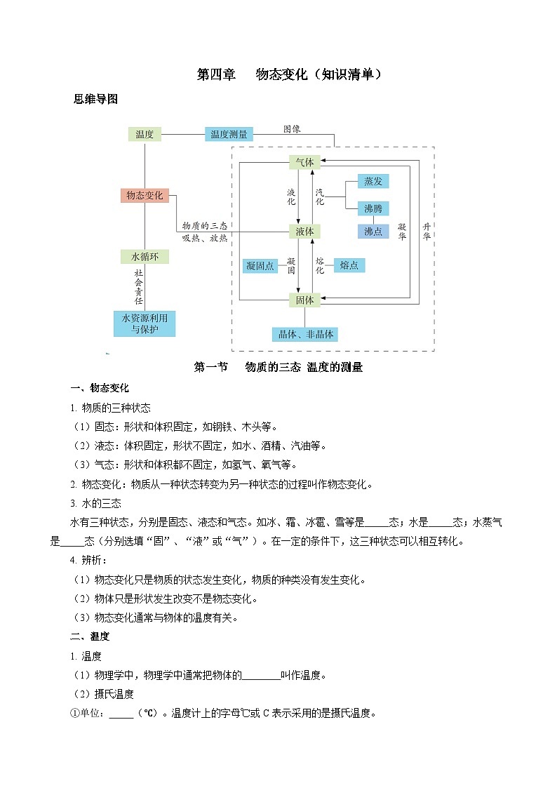 第四章 物態(tài)變化(知識(shí)清單)【學(xué)生版】第1頁
