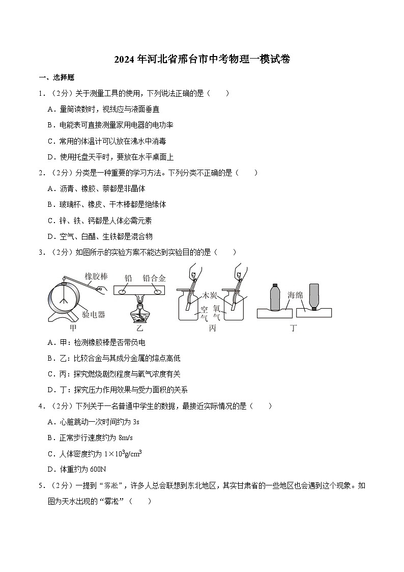 2024年河北省邢臺市中考物理一模試卷第1頁