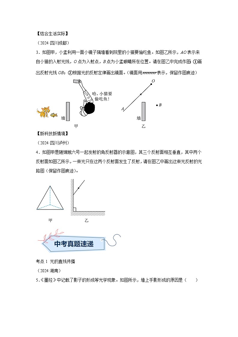 2024年中考物理真题分类汇编(全国通用)专题02光现象第2页