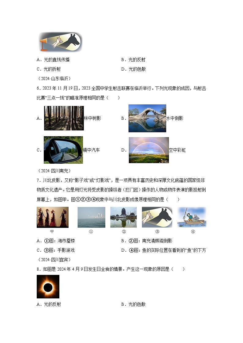 2024年中考物理真题分类汇编(全国通用)专题02光现象第3页