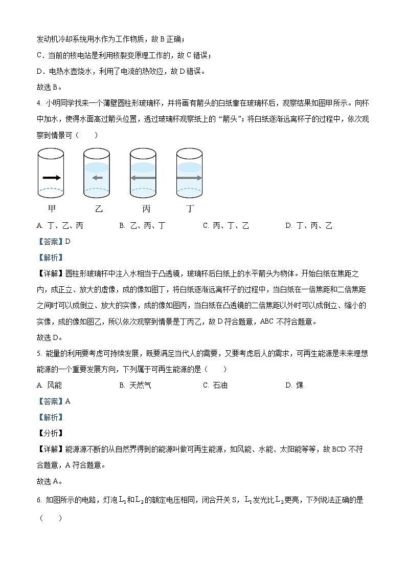 2024年江苏省徐州市树德中学中考三模物理试题(原卷版+解析版)02