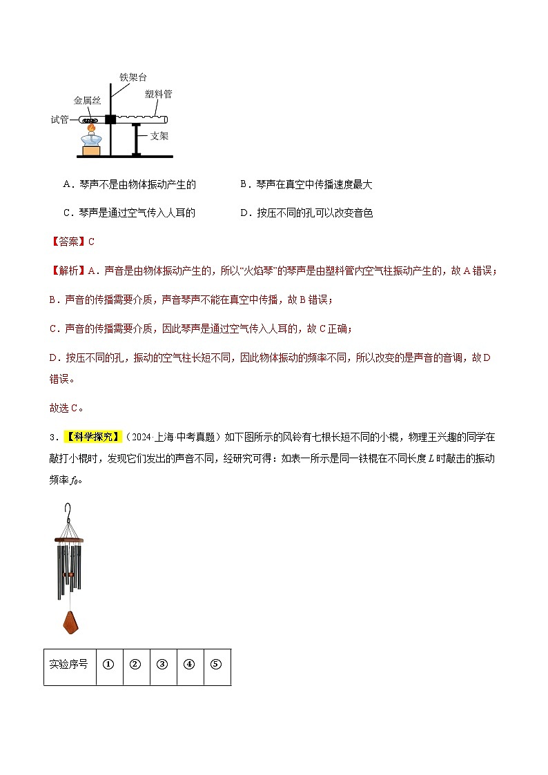三年(2022-2024)中考物理真题分类汇编(全国通用)专题01 声现象(解析版)第2页