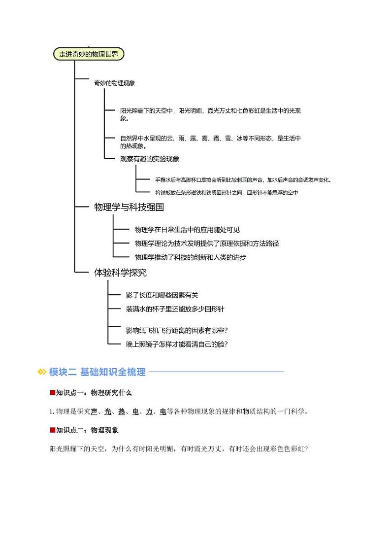 第01讲 引言 走进奇妙的物理世界(学生版)(预习) 2024年新八年级物理暑假提升讲义(苏科版2024)第2页
