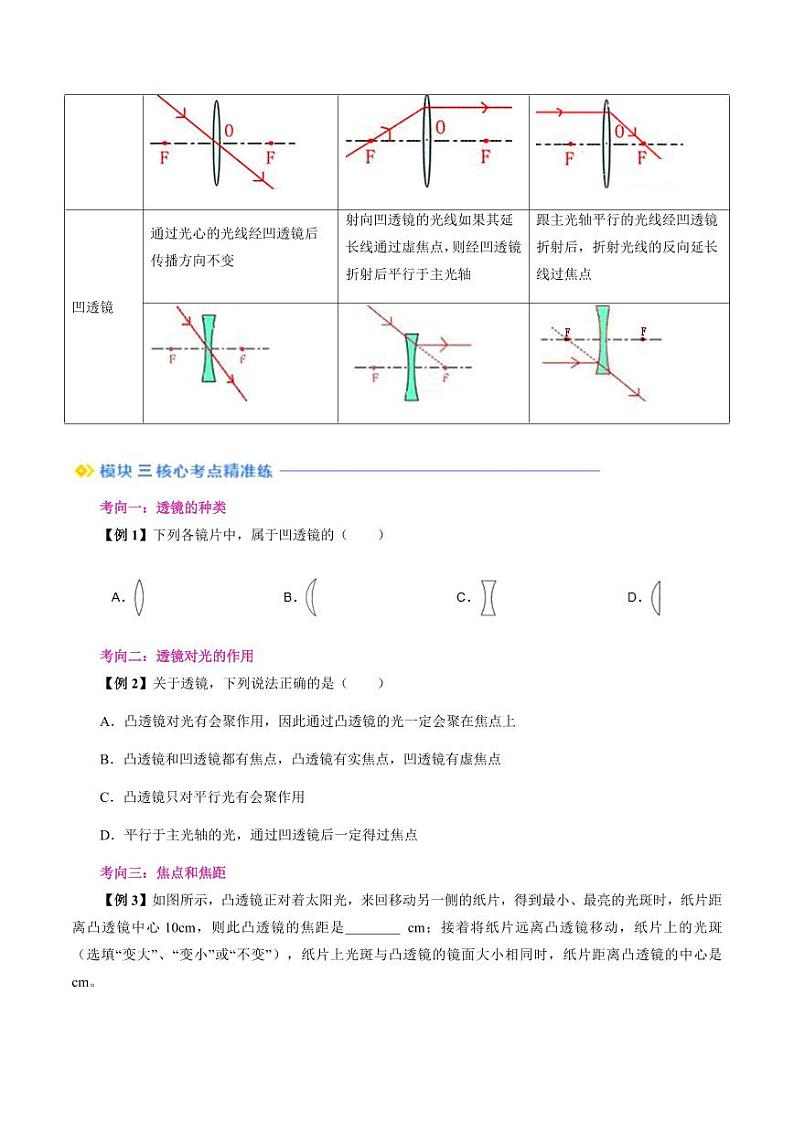 第13讲 透镜(含答案)(预习) 2024年新八年级物理暑假提升讲义(苏科版2024)03