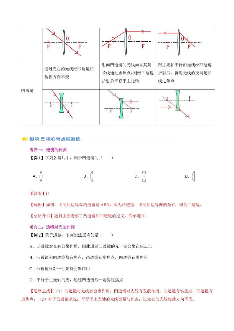 第13讲 透镜(含答案)(预习) 2024年新八年级物理暑假提升讲义(苏科版2024)03
