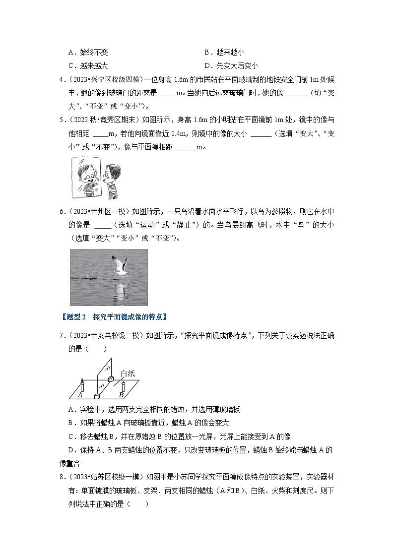 4.3 平面镜成像(专题训练)【六大题型】-2024年八年级物理上册讲义(人教版)02