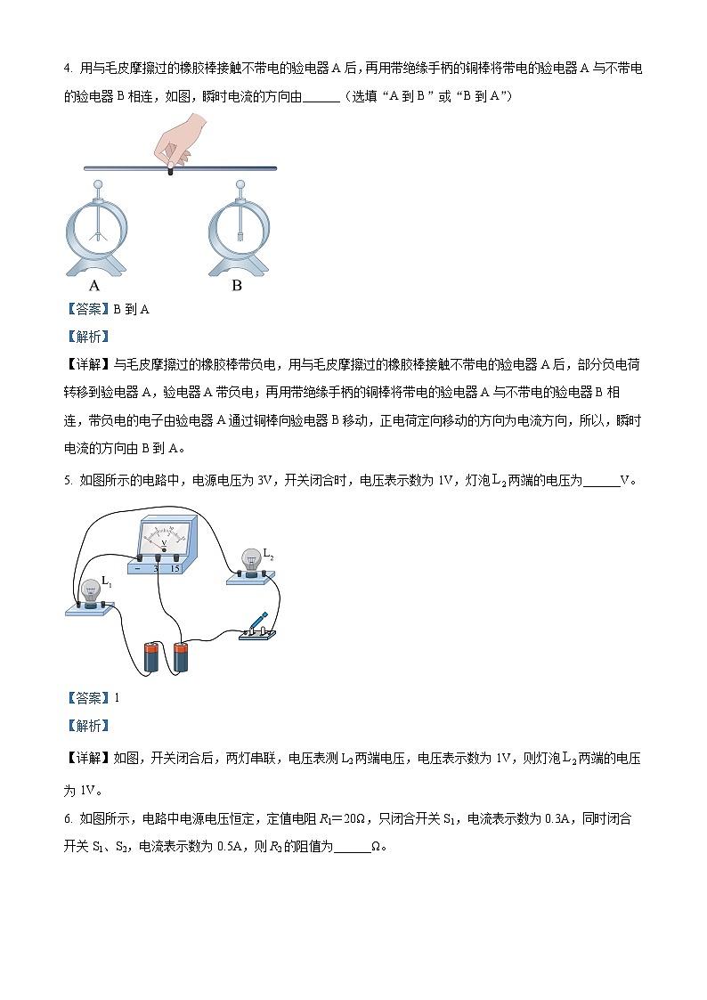 安徽省安庆市太湖县2023-2024学年九年级下学期期末教学质量监测物理试题(解析版)02
