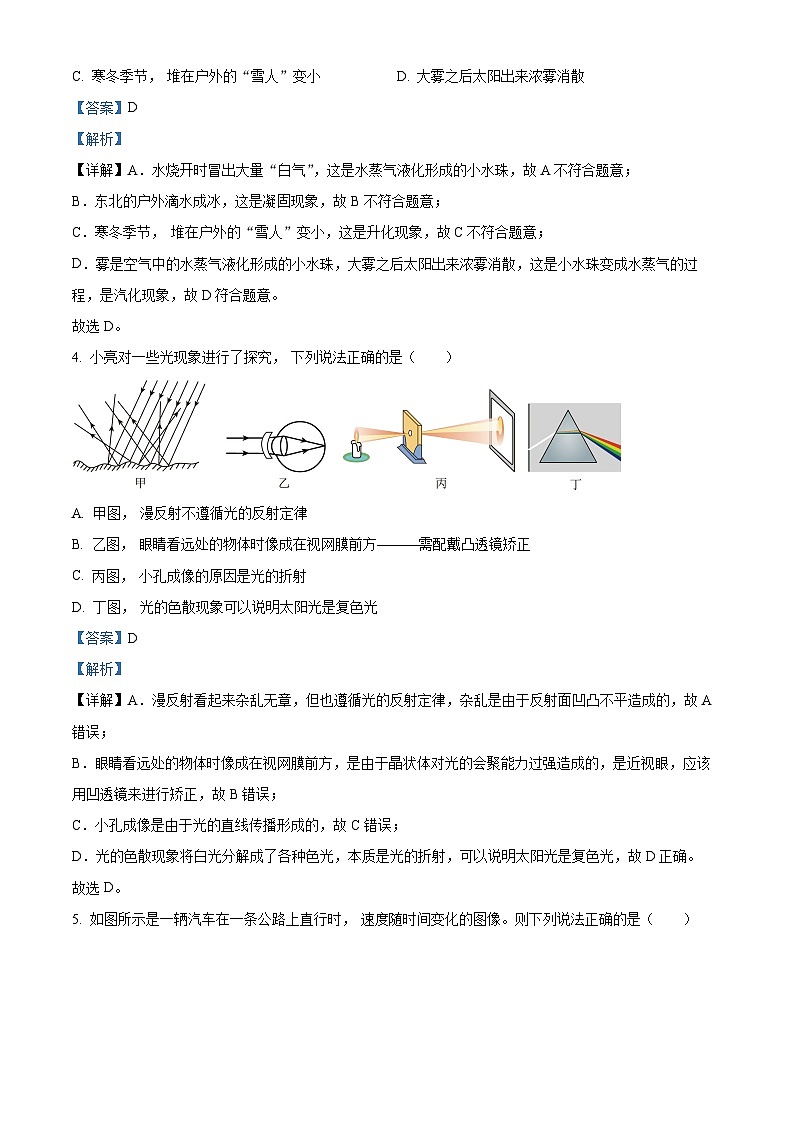 2024年山东省德州市庆云县中考一模物理试题(原卷版+解析版)02
