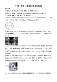 河南省巩义市2023-2024学年八年级上学期期末质量检测物理试题（原卷版）