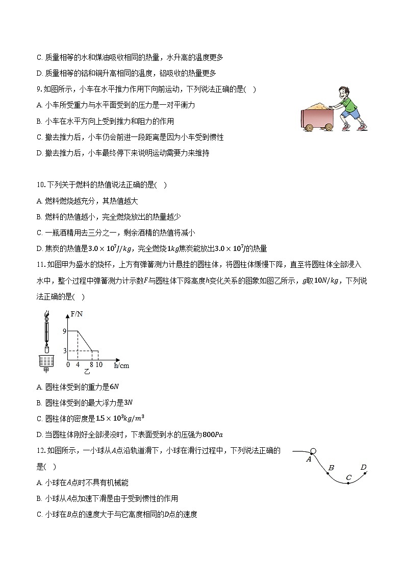 2024-2025学年湖南省衡阳市成章实验中学九年级(上)入学物理试卷(含解析)第3页