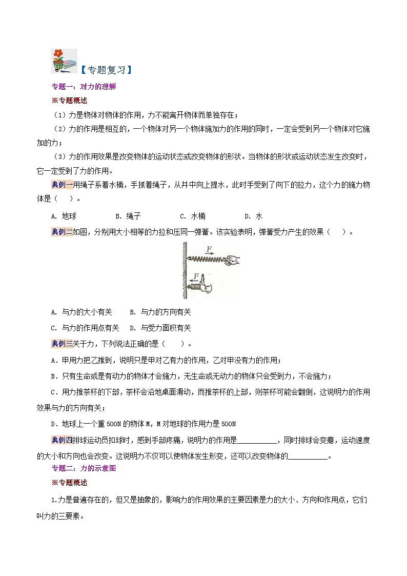 人教版八年級物理下冊同步精品講義7.4第七章力復(fù)習(xí)總結(jié)同步練習(xí)(學(xué)生版+解析)第2頁