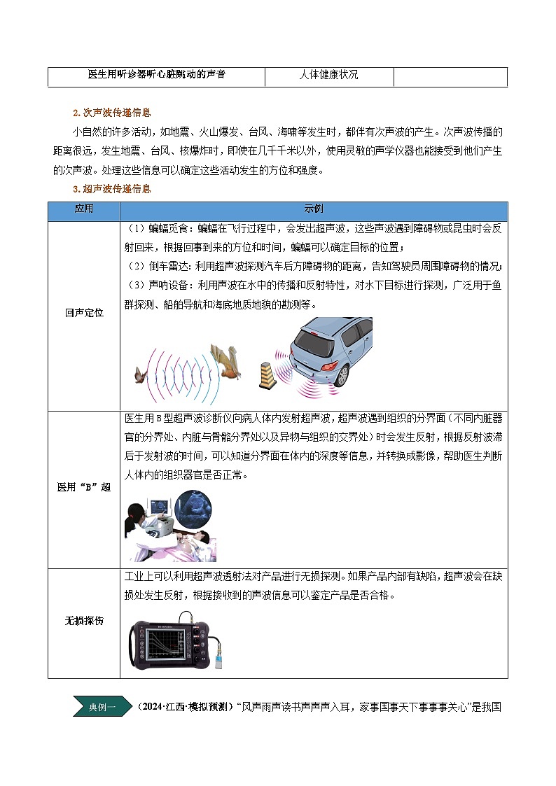 人教版2024-2025學(xué)年八年級物理上冊同步精品講義專題2.3聲的利用(學(xué)生版+解析)第2頁