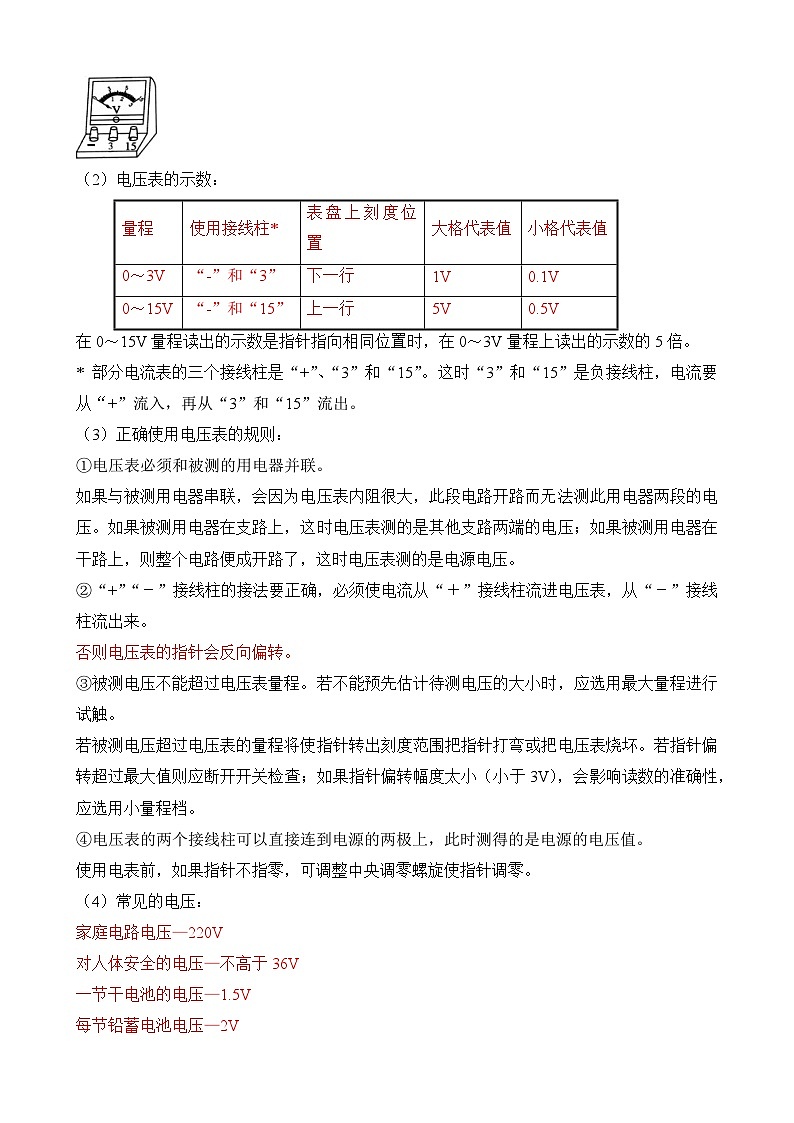 中考物理一轮复习讲练测(全国通用)第14讲—电压,电阻(思维导图+考点精讲+例题精析)(原卷版+解析)02