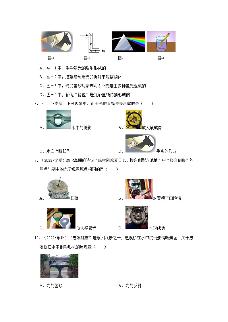 人教版中考物理一轮复习章节分类考点讲解与训练第4章光现象真题演练(原卷版+解析)03