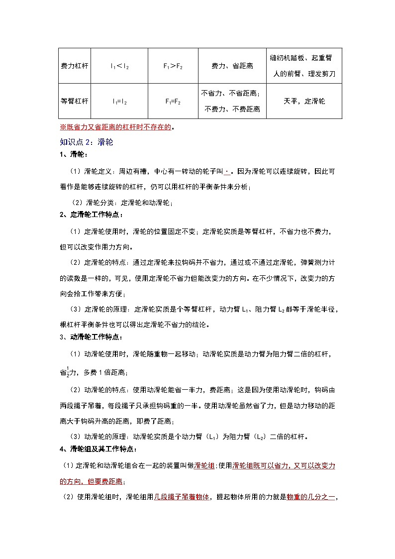 人教版中考物理一轮复习章节分类考点讲解与训练第十二章简单机械(原卷版+解析)第3页