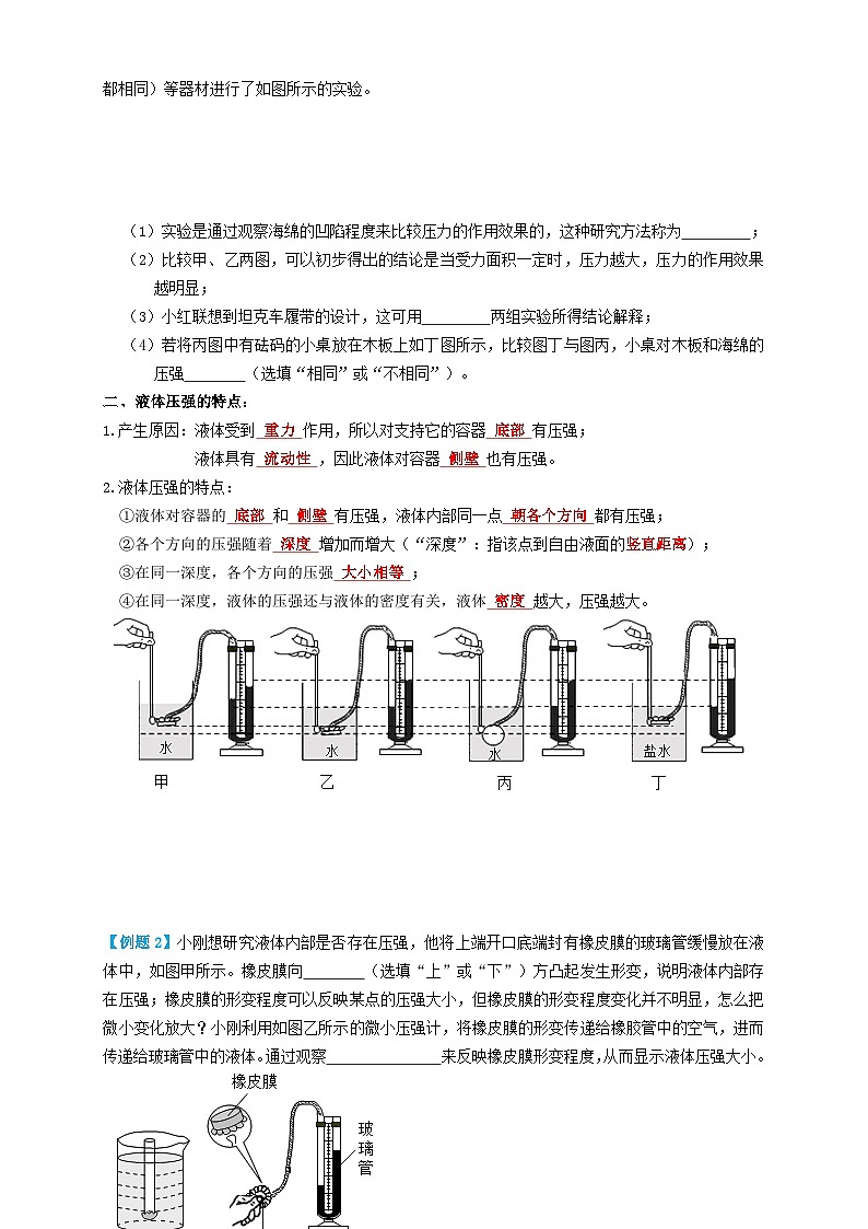 中考物理一轮复习专题19压强实验(知识点复习+例题讲解+过关练习)(原卷版+解析)第2页