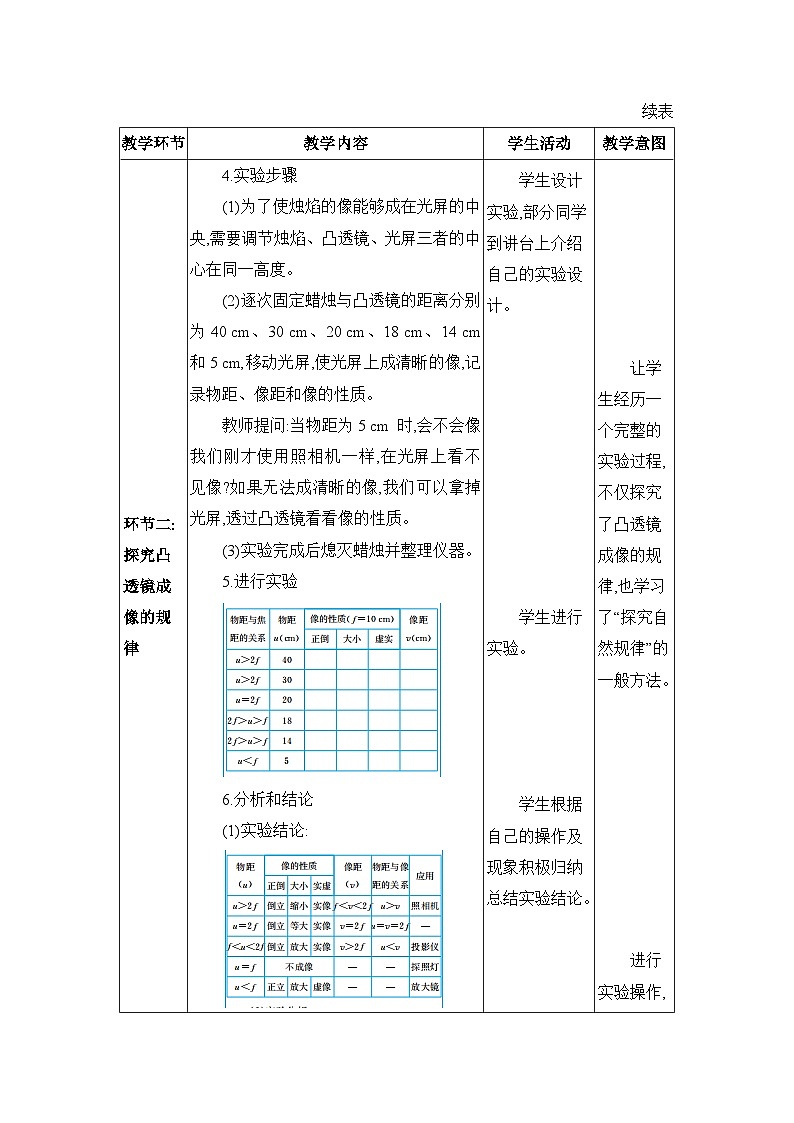 人教版（2024）八年級物理上冊第五章透鏡及其應(yīng)用5.3凸透鏡成像的規(guī)律教案第3頁