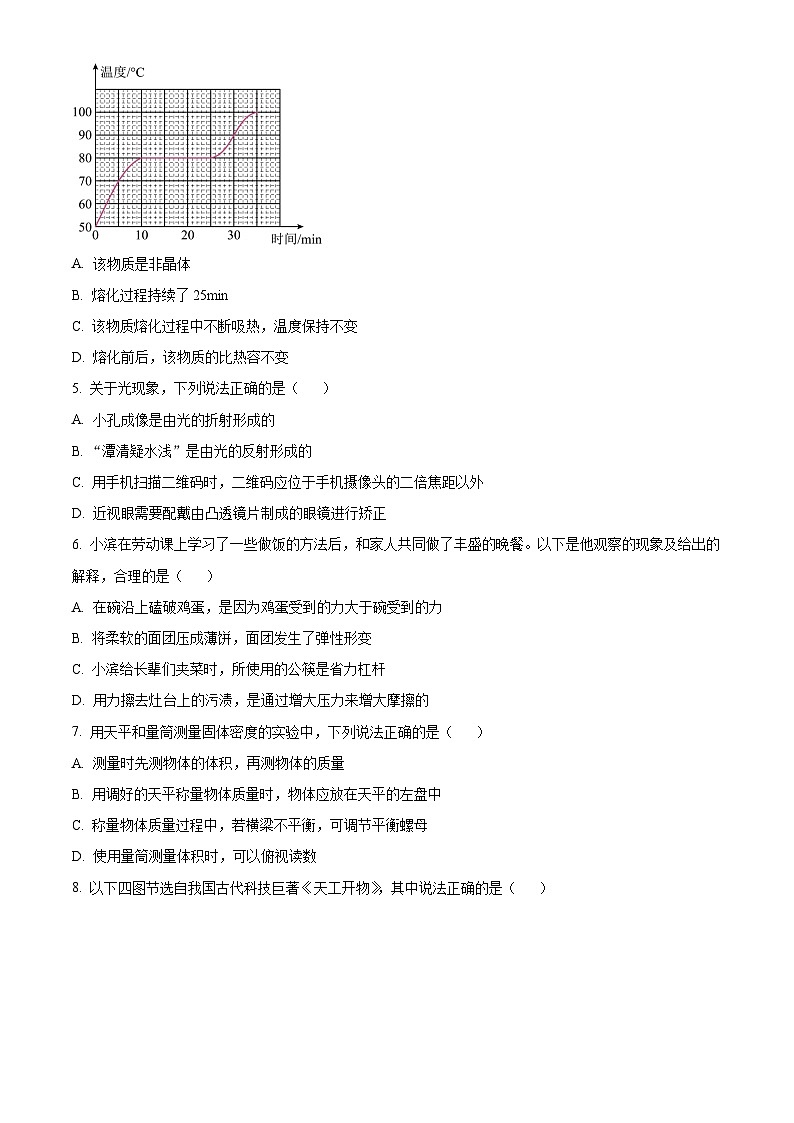 2024年山东省滨州市中考物理真题(原卷版)第2页