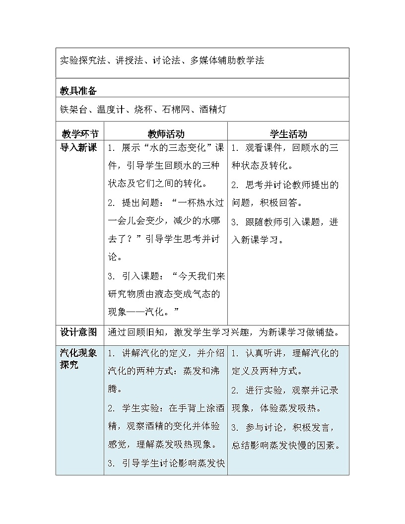 人教版(2024新版)八年級(jí)上冊(cè)物理第三章3.3《汽化和液化》教案第3頁(yè)