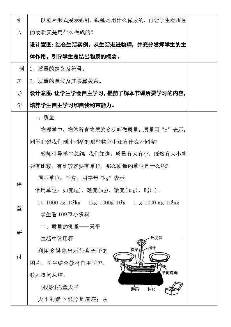 人教版（2024新版）八年級(jí)上冊(cè)物理第六章6.1《質(zhì)量》教案第2頁(yè)