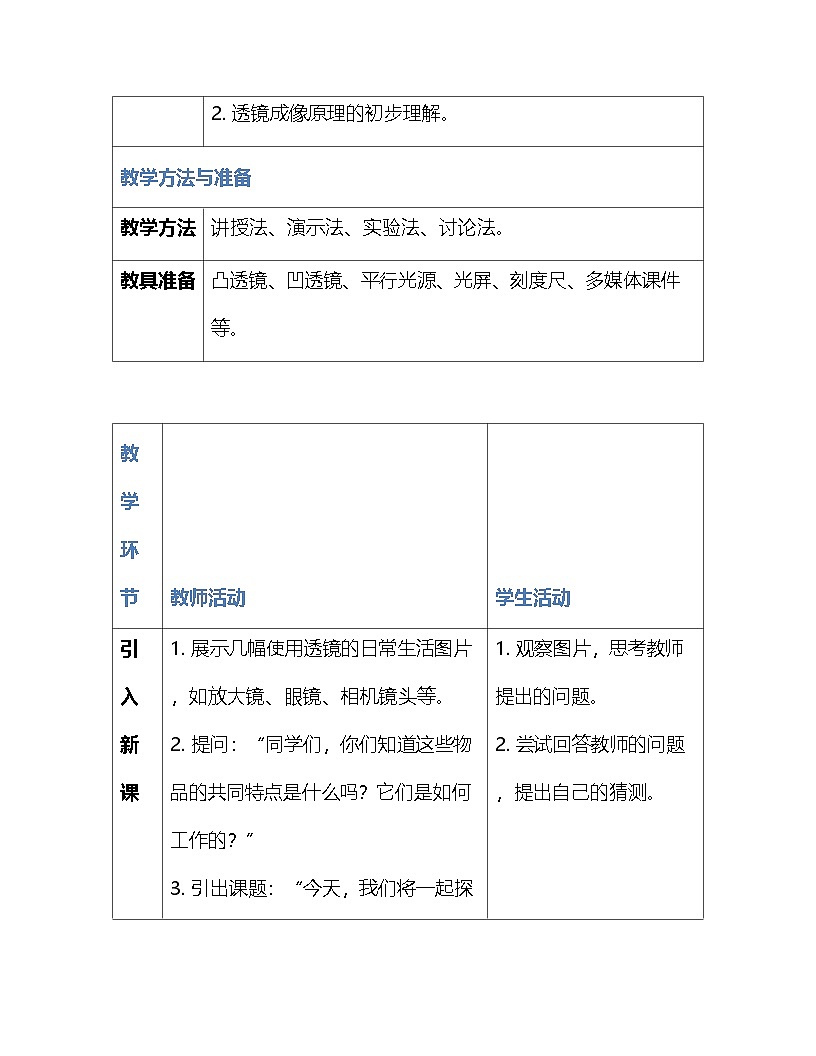 人教版(2024新版)八年級上冊物理第五章5.1《透鏡》教案第3頁