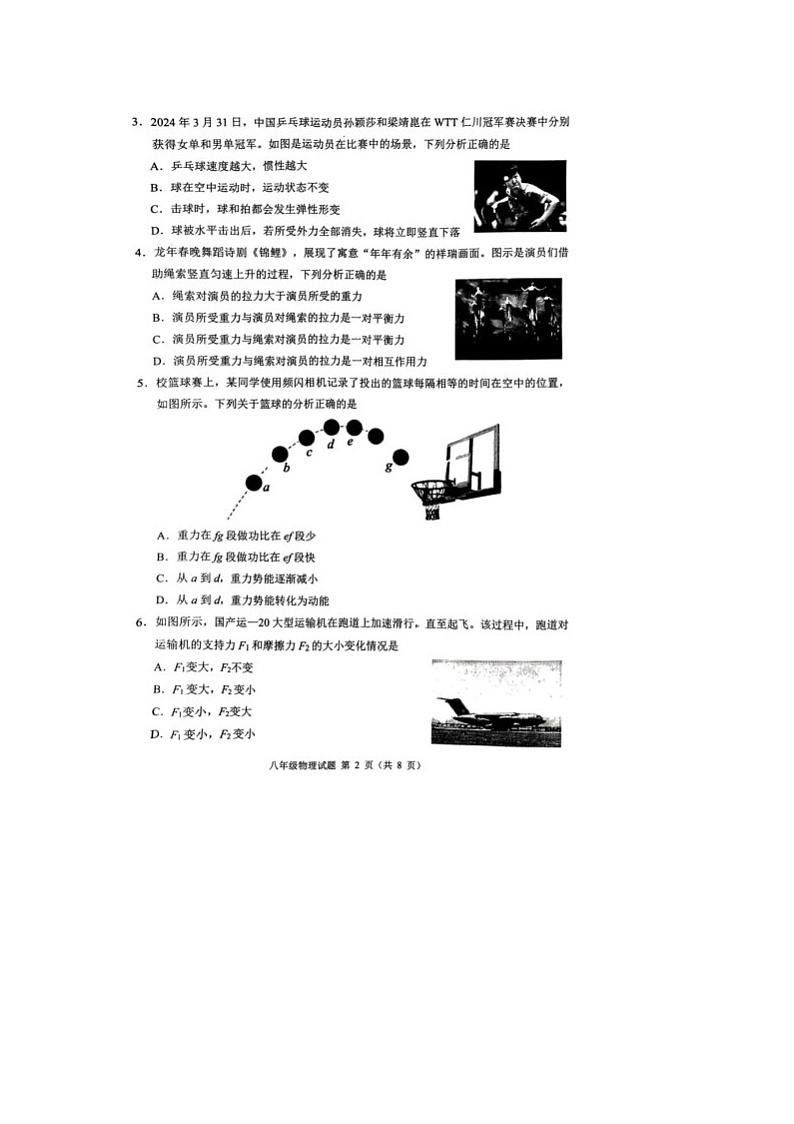 山东省潍坊市高密市2023-2024学年八年级下学期7月期末物理试题第2页
