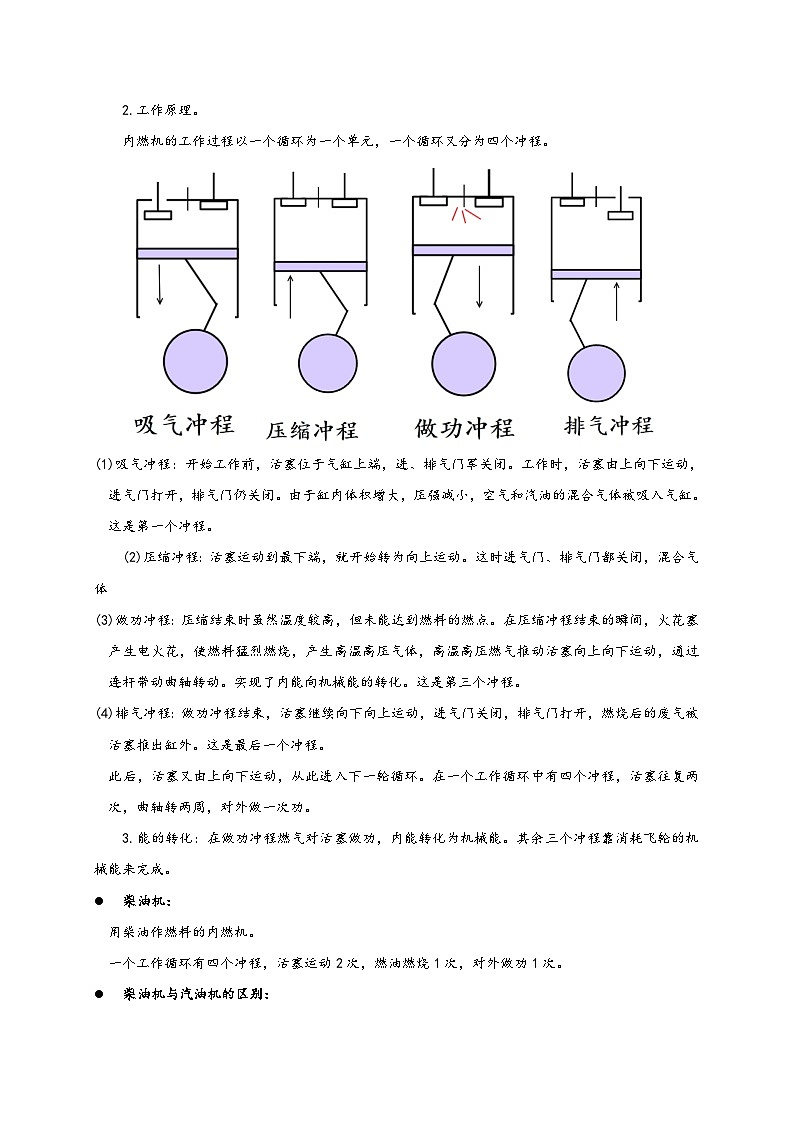 沪科版九年级物理同步精品讲义13.3内燃机同步练习(原卷版+解析)第2页