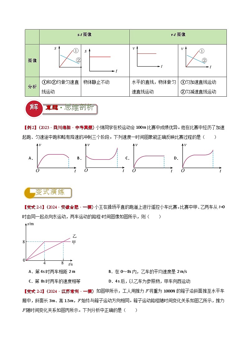 中考物理:答题技巧与模板构建 专题03 运动与受力分析及计算(学案)第3页