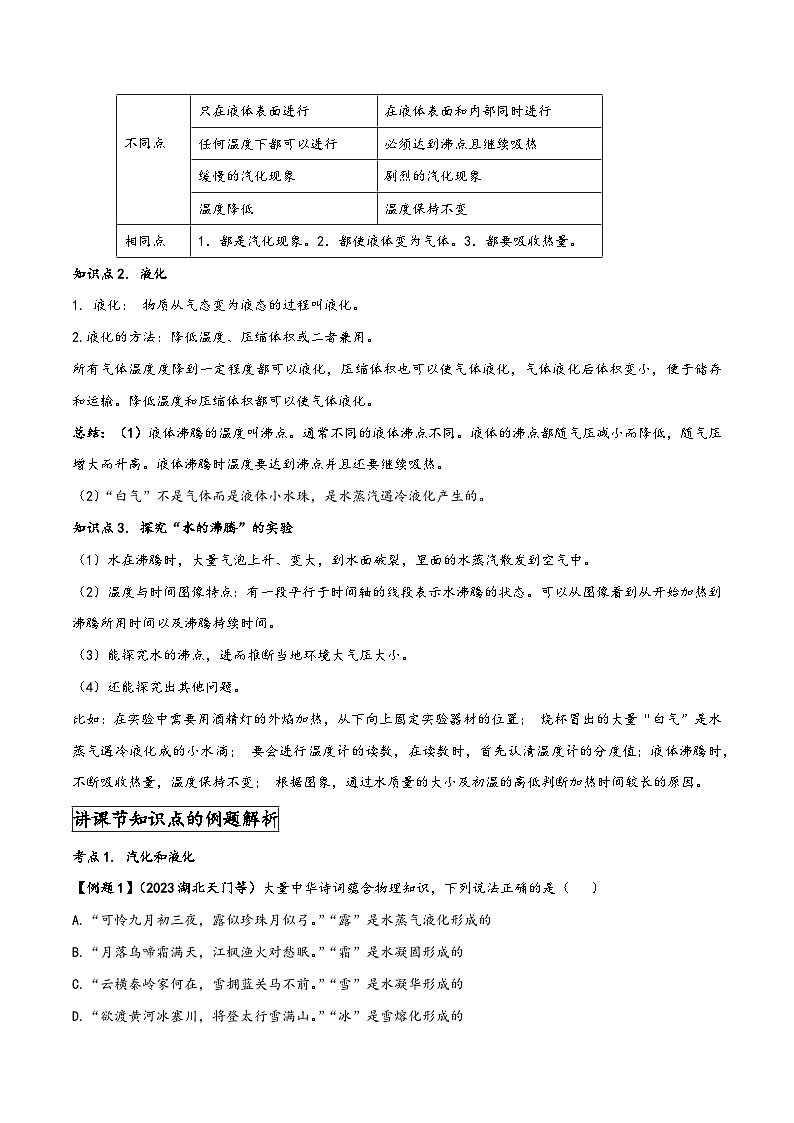 人教版八年级物理上册同步(拓展)学讲练测大讲义专题3.3汽化和液化(原卷版+解析)第2页