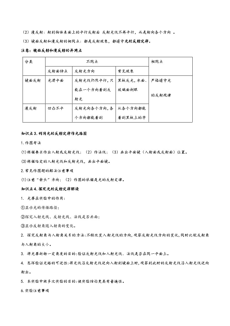 人教版八年级物理上册同步(拓展)学讲练测大讲义专题4.2光的反射(原卷版+解析)第2页