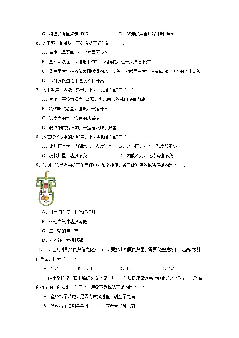 2024-2025学年 沪科版 九年级物理 上学期期中模拟练习卷第2页