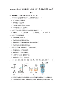 2023-2024学年广东省惠州市九年级(上)月考物理试卷(10月份)