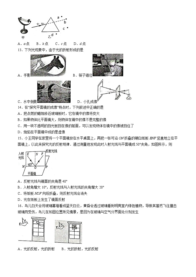 江苏省宿迁市沭阳县怀文中学2024-2025学年八年级上学期期中模拟物理试题第3页
