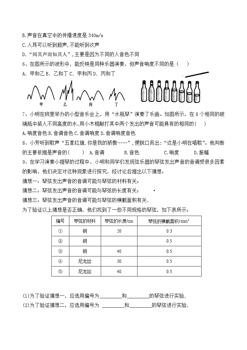 人教版八年級物理上冊教材解讀與重難點突破 2.2聲音的特性-【課堂筆記】同步練習(xí)（附答案）第3頁