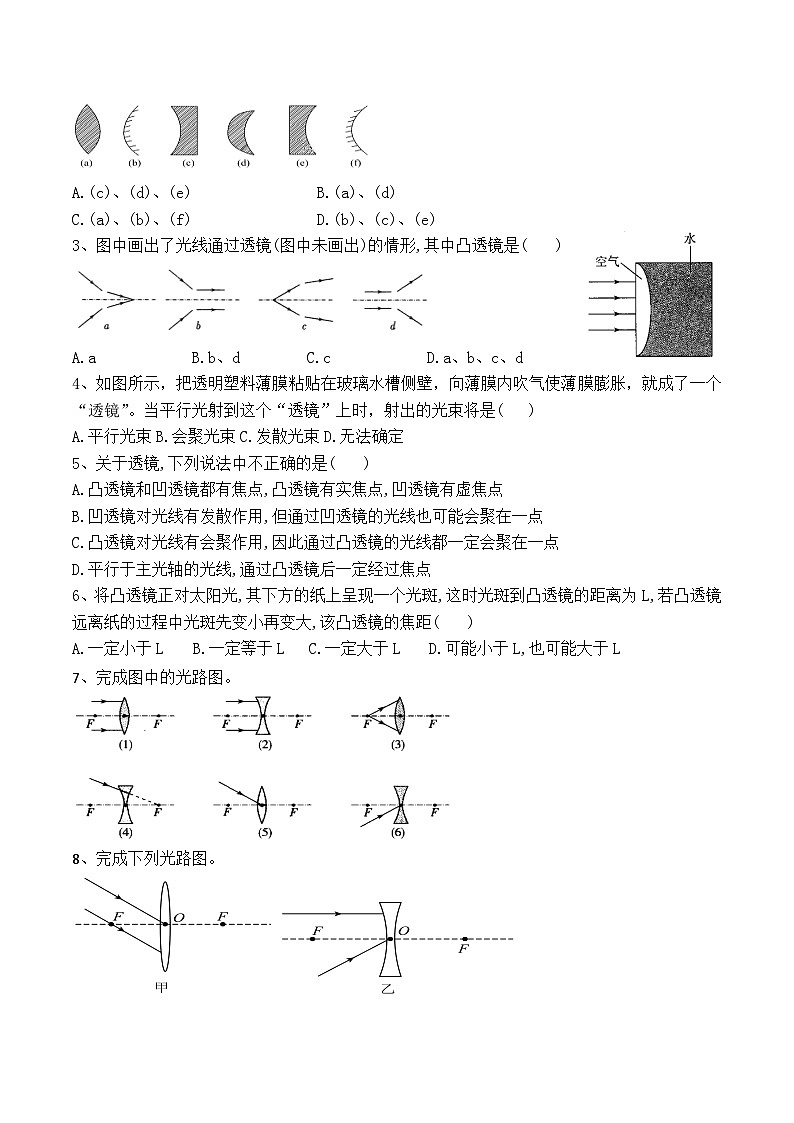 人教版八年級物理上冊教材解讀與重難點突破 5.1透鏡-【課堂筆記】同步練習（附答案）第2頁