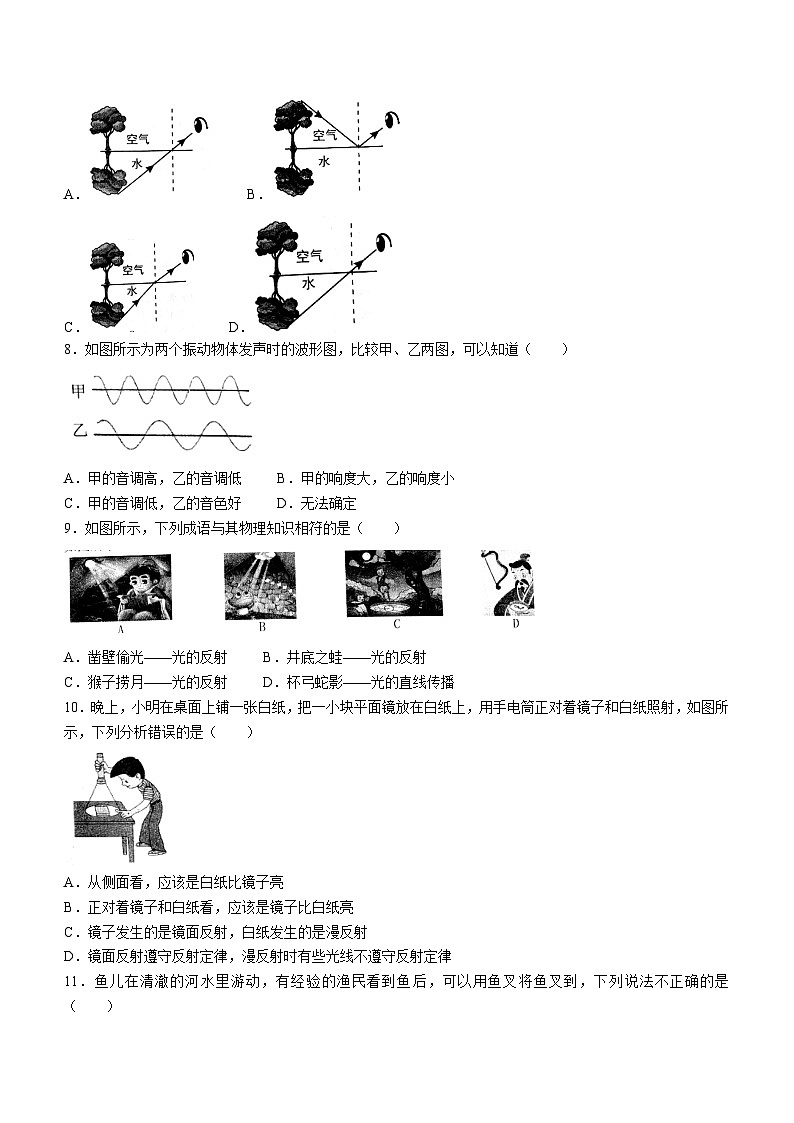 2023-2024学年黑龙江省绥化六中八年级(上)期中物理试卷第2页