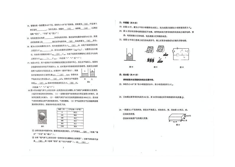 上海市南洋中学2024-2025学年九年级上学期物理期中考试试卷第2页