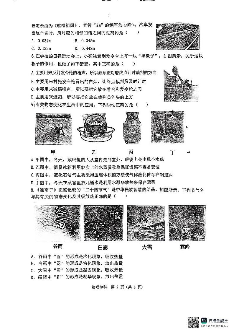 辽宁省沈阳市大东区2024-2025学年上学期八年级物理期中试题第2页
