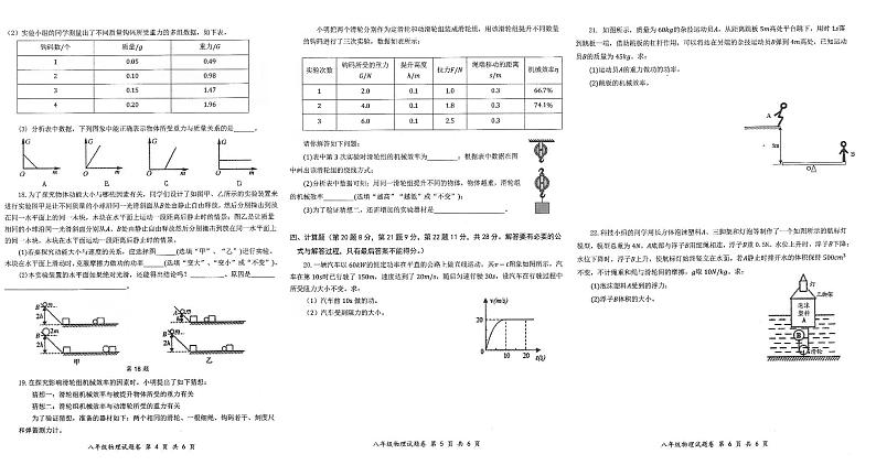 2021-2022学年安徽省安庆市八年级(下)期末物理试卷(B卷)第2页