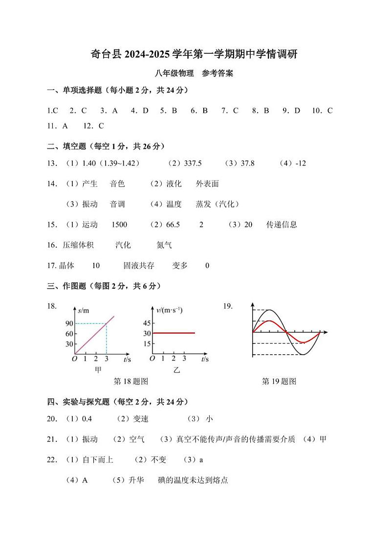 八年级物理 答案第1页