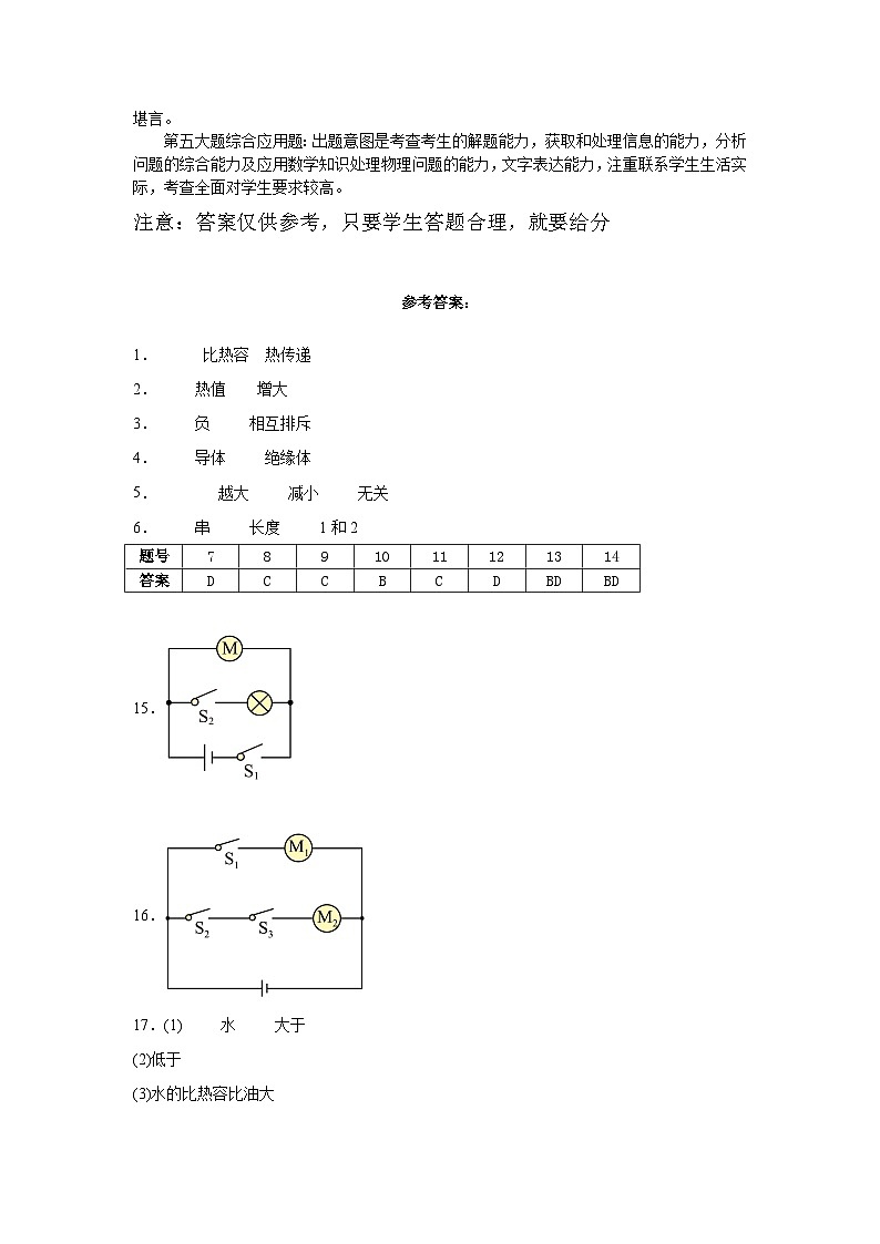 河南省驻马店市确山县2024-2025学年九年级上学期11月期中物理试题02