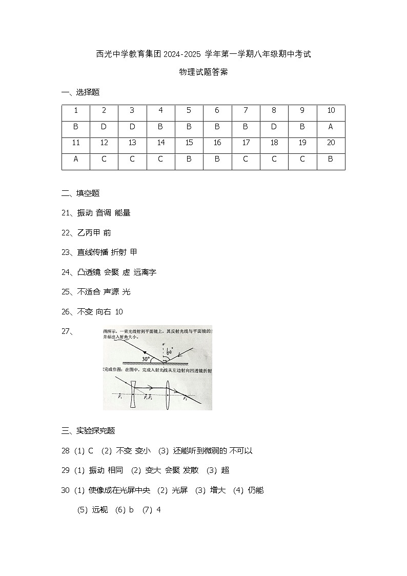 初二物理答案第1页